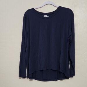 Elegant Navy Long Sleeve Women's Top